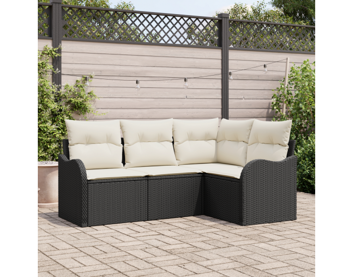 Sonata H 4 Частен комплект градински диван с възглавници Черен Полирайтан