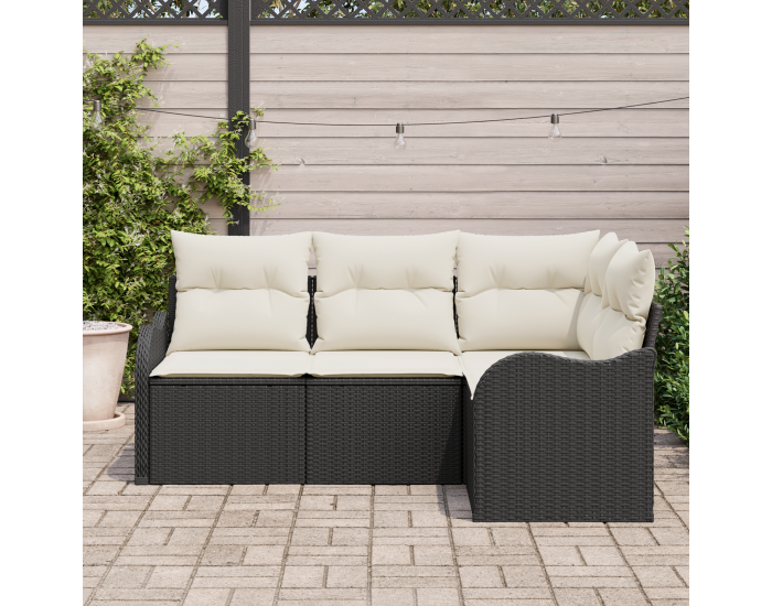 Sonata H 4 Частен комплект градински диван с възглавници Черен Полирайтан