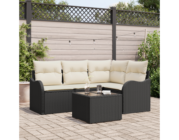 Sonata H 4 частен градински диван комплект с възглавници кафяв полиратан