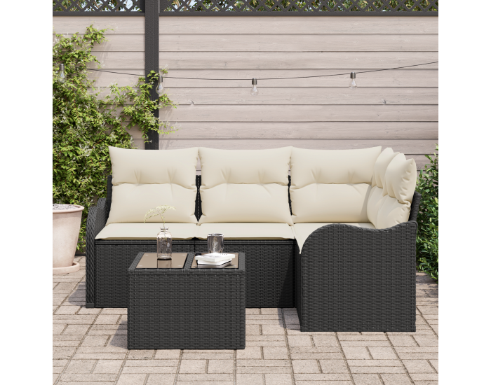 Sonata H 4 частен градински диван комплект с възглавници кафяв полиратан