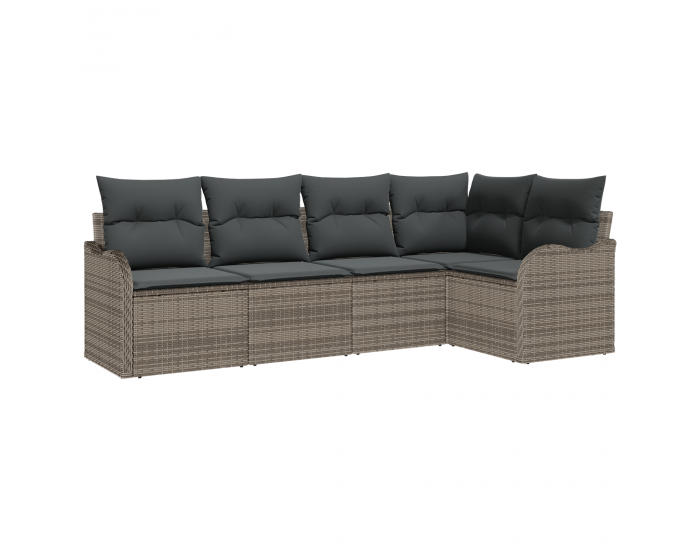 Sonata H 5 Часова градински диван комплект с възглавници сиво поли ротан