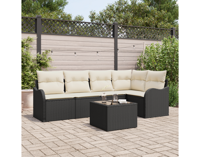 Sonata H 5 Частен градински диван комплект с възглавници кафяв полиратан