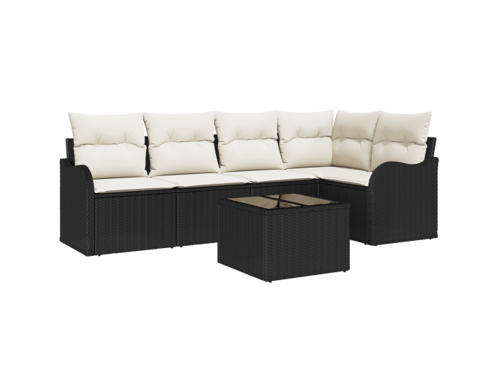 Sonata H 5 Частен градински диван комплект с възглавници кафяв полиратан