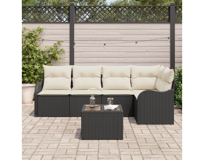 Sonata H 5 Частен градински диван комплект с възглавници кафяв полиратан