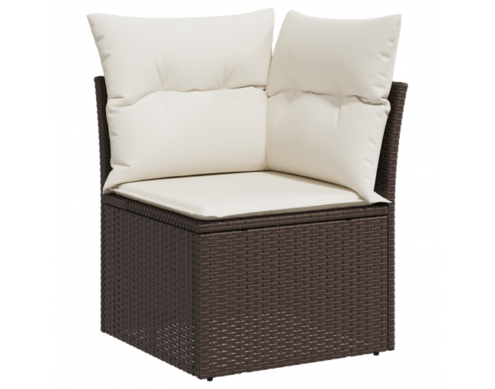 Sonata H 5 Часов Градински Диван Комплект с Възглавници Сив Поли Ратан