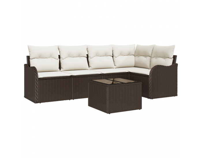 Sonata H 5 Часов Градински Диван Комплект с Възглавници Сив Поли Ратан