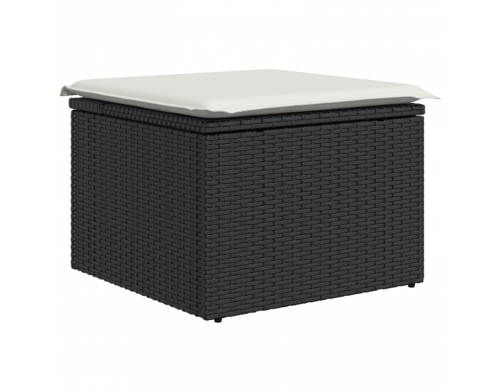 6 частен комплект градински диван с възглавници Черен поли ратан