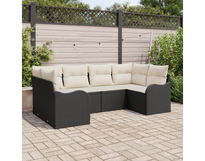 Комплект Градински Дивани Sonata H с Възглавници Черен Полиратан