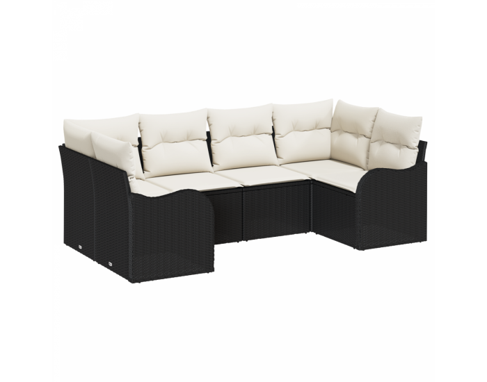 Комплект Градински Дивани Sonata H с Възглавници Черен Полиратан