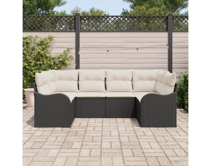 Комплект Градински Дивани Sonata H с Възглавници Черен Полиратан