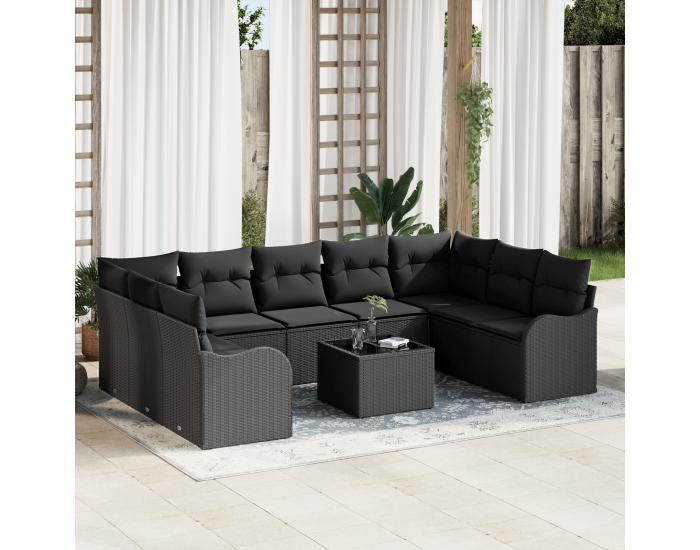 Sonata H 10 частен градински диван комплект с възглавници бежево полиротан