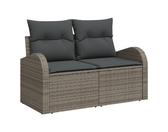 Sonata H 3 Часова градинска диванова комплект с възглавници Сив Полирана ратан