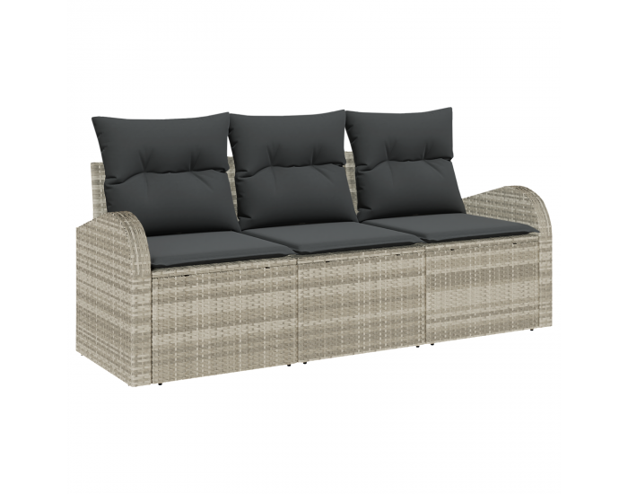 Sonata H 3 частен комплект градински диван с възглавници Светлосив полирано ратан