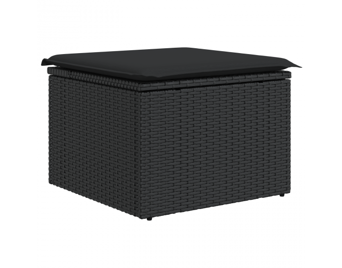 Sonata H 4 Членен Градински Диван Комплект с Възглавници Черен Поли Ратан