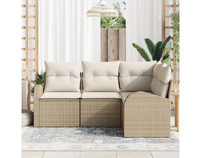 Sonata H 4 частен градински диван комплект с възглавници Бежов полиратан