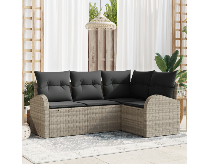 Sonata H 4-местен градински диван с възглавници, светлосив полирата