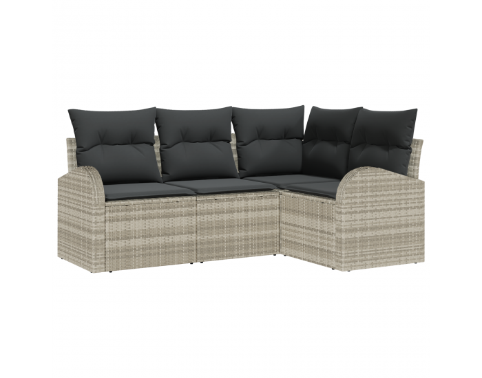 Sonata H 4-местен градински диван с възглавници, светлосив полирата