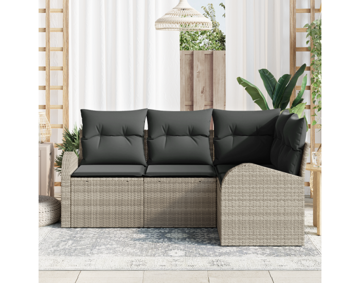 Sonata H 4-местен градински диван с възглавници, светлосив полирата