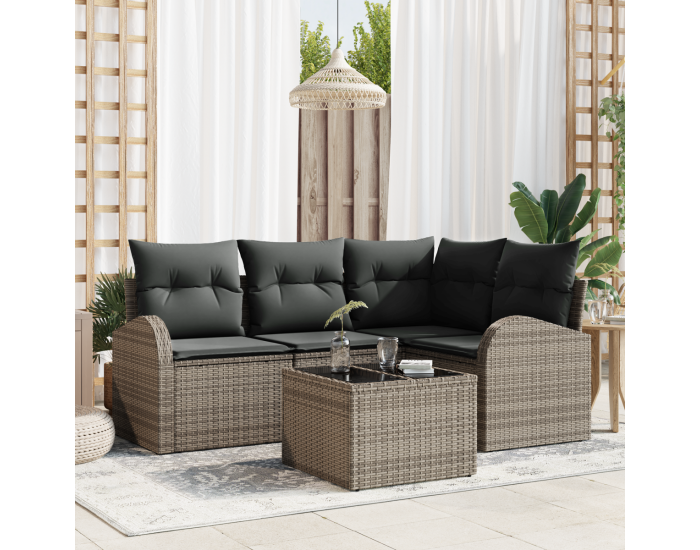 Комплект градински диван Sonata H с възглавници от черен поли ратан