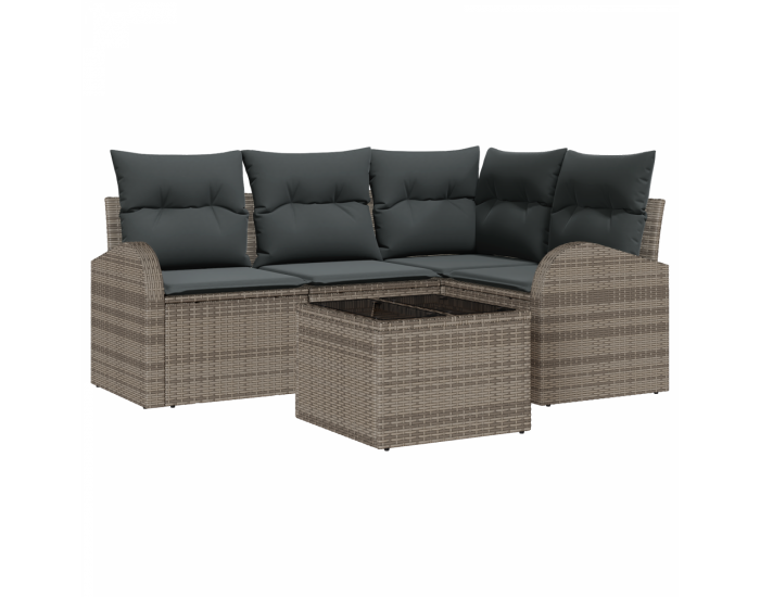 Комплект градински диван Sonata H с възглавници от черен поли ратан