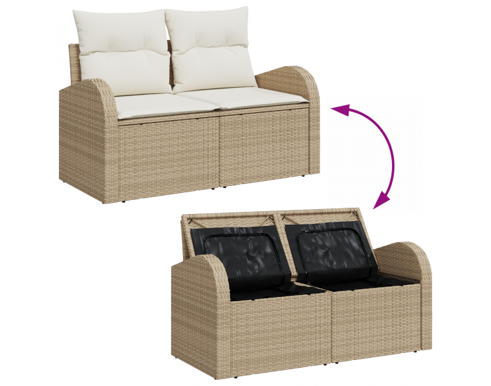 Sonata H 5 части градински диван комплект с възглавници кафяв полирани