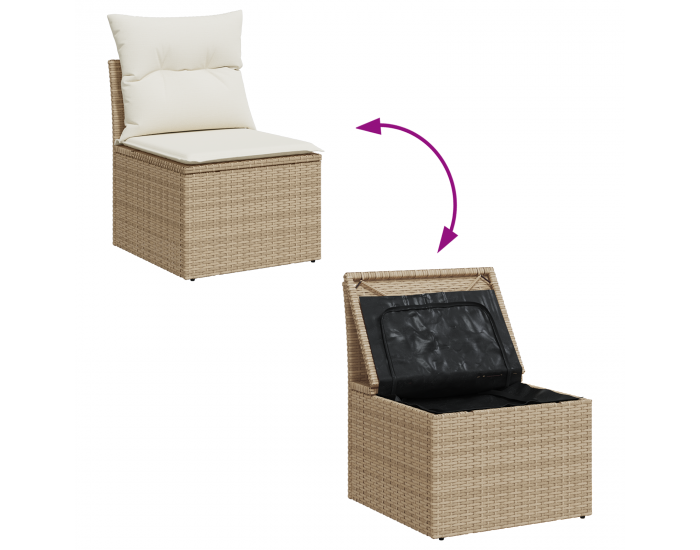 Sonata H 5 части градински диван комплект с възглавници кафяв полирани