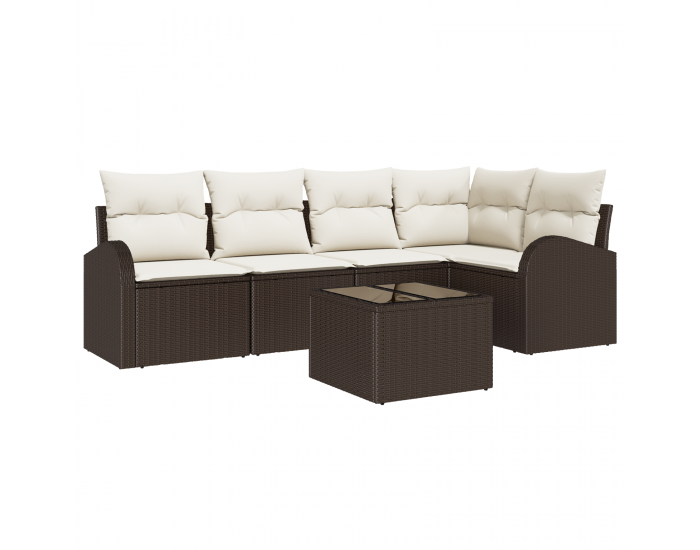 Sonata H 5 Частен Комплект Градински Диван с Възглавници Сив Полиестерен Ратан