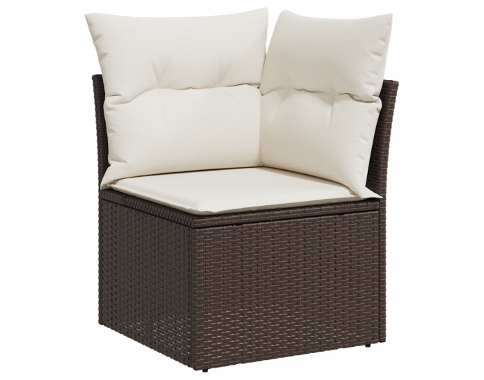 живДизайн 7 Частен комплект за градина с възглавници Кафяв Полиратан