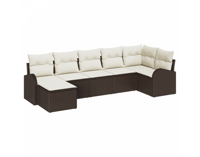 живДизайн 7 Частен комплект за градина с възглавници Кафяв Полиратан