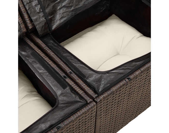 Сет от 6 части градински диван с възглавници Кафяво Полиране на ратан