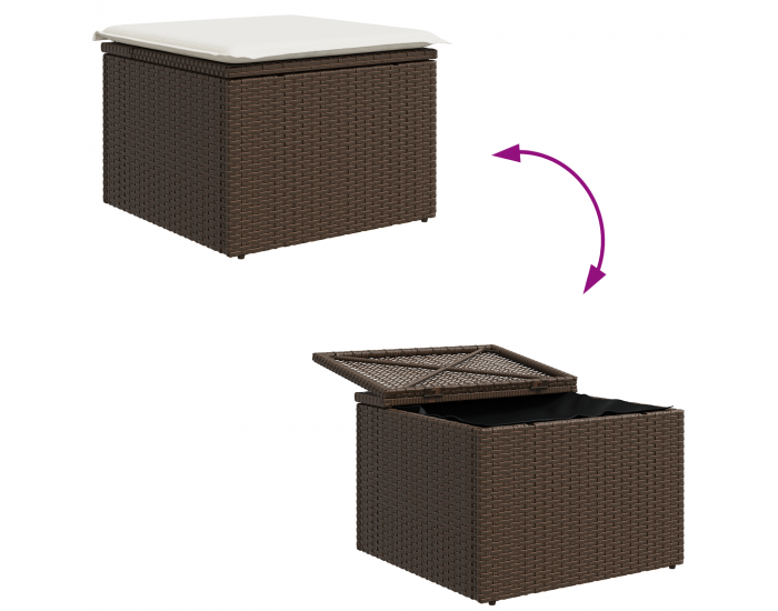 Сет от 6 части градински диван с възглавници Кафяво Полиране на ратан