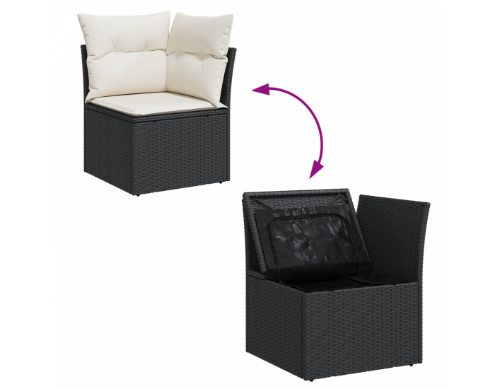 Комплект от 9 части градински дивани с възглавници кафяв полиратан