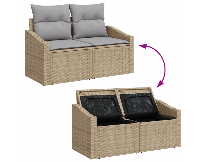 Sonata H 4 частен комплект за хранене в градината с възглавници бежов полиратан