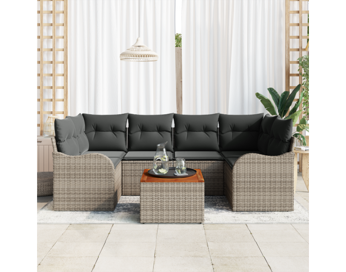 Комплект градински диван Sonata H с възглавници сив полиратан акация