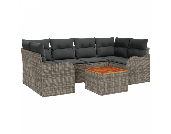 Комплект градински диван Sonata H с възглавници сив полиратан акация