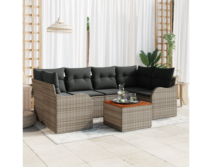 Комплект градински диван Sonata H с възглавници сив полиратан акация