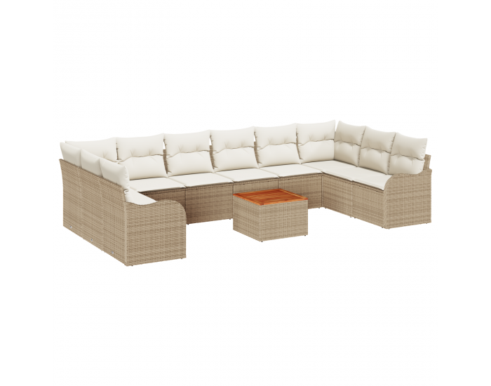 Sonata H 10 Членен комплект градински дивани с възглавници Бежово Полирана Ратан Акация