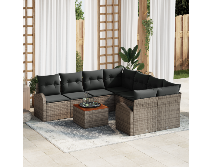 Комплект градински диван Sonata H с възглавници сив полиратан акам