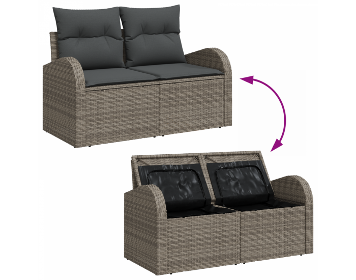 Комплект градински диван Sonata H с възглавници сив полиратан акам