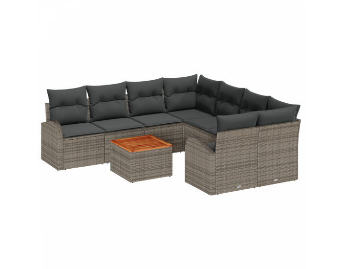 Комплект градински диван Sonata H с възглавници сив полиратан акам