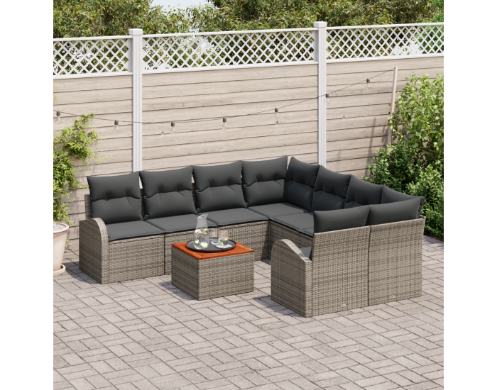 Комплект градински диван Sonata H с възглавници сив полиратан акам