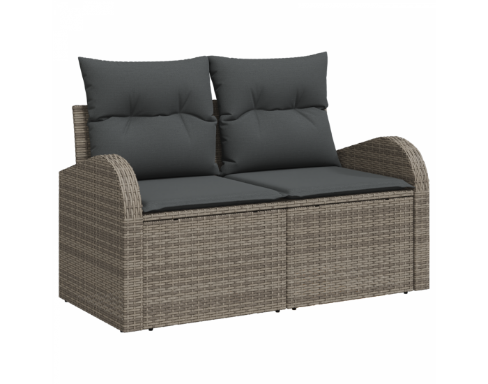 Комплект градински дивани Sonata H от 5 части с възглавници сив полирана ратан акация