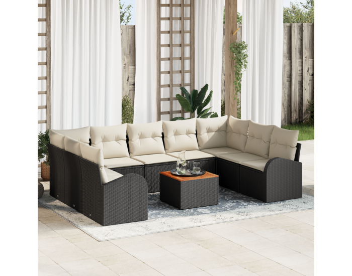 Комплект градински дивани Sonata H с възглавници Черно Полипропилен