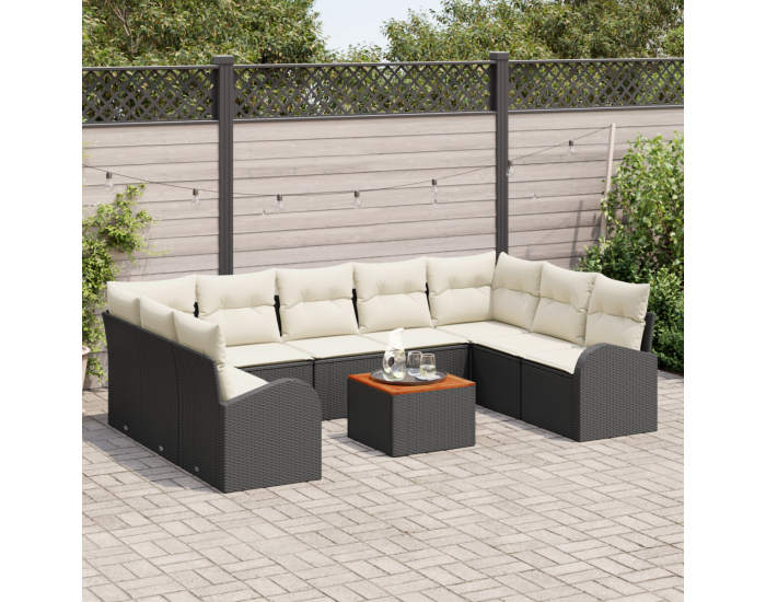 Комплект градински дивани Sonata H с възглавници Черно Полипропилен