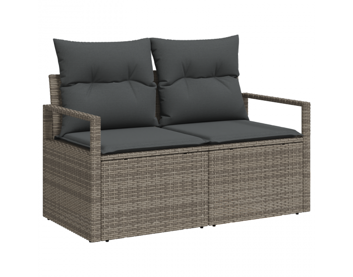 Sonata H 5 Частен Градински Диван Комплект с Възглавници Сиво Полиратан Акация