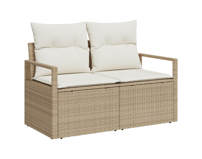 Sonata H 5 Piece Garden Sofa Set with Cushions Beige Poly Rattan Acacia