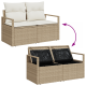 Sonata H 5 Piece Garden Sofa Set with Cushions Beige Poly Rattan Acacia