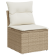 Sonata H 5 Piece Garden Sofa Set with Cushions Beige Poly Rattan Acacia