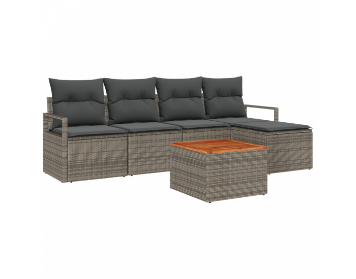 Комплект Градински Диван Sonata H с Възглавници Сив Полиратан Акация