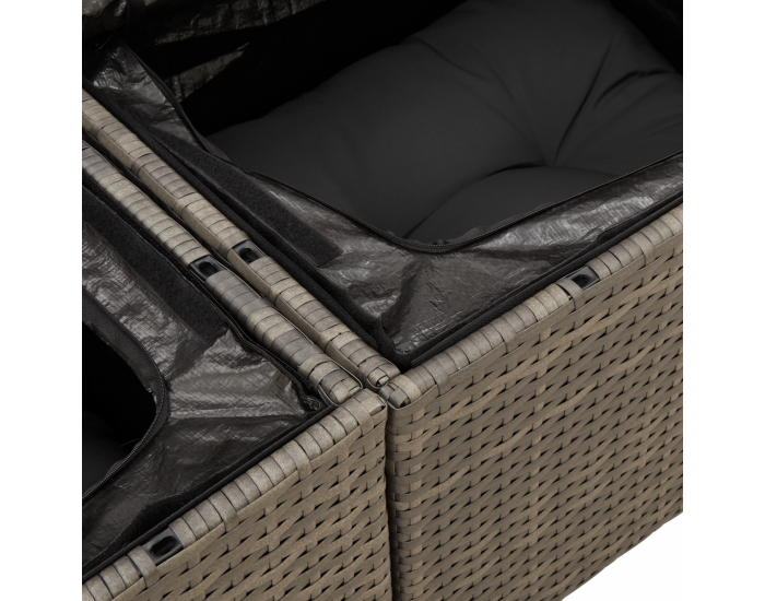 Комплект Градински Диван Sonata H с Възглавници Сив Полиратан Акация